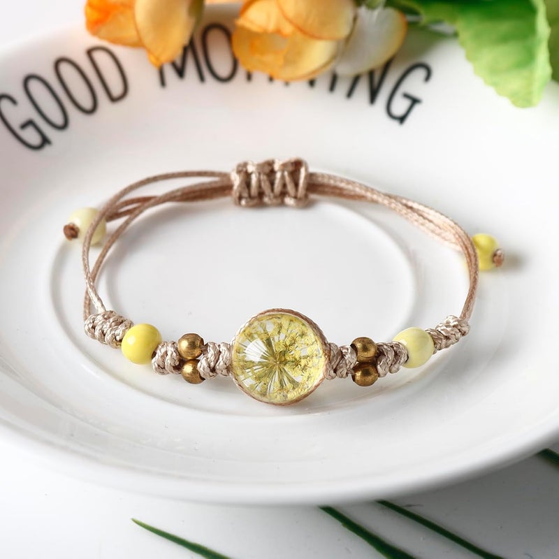 DS 4PCS String beads Charm Bracelets for Teen Girls Dainty cute cartoon Butterfly Daisy Eternal flower Beads Bracelets set for woman and girls Adjustable Stretch bracelet birthday Gift For Friends - Image 4